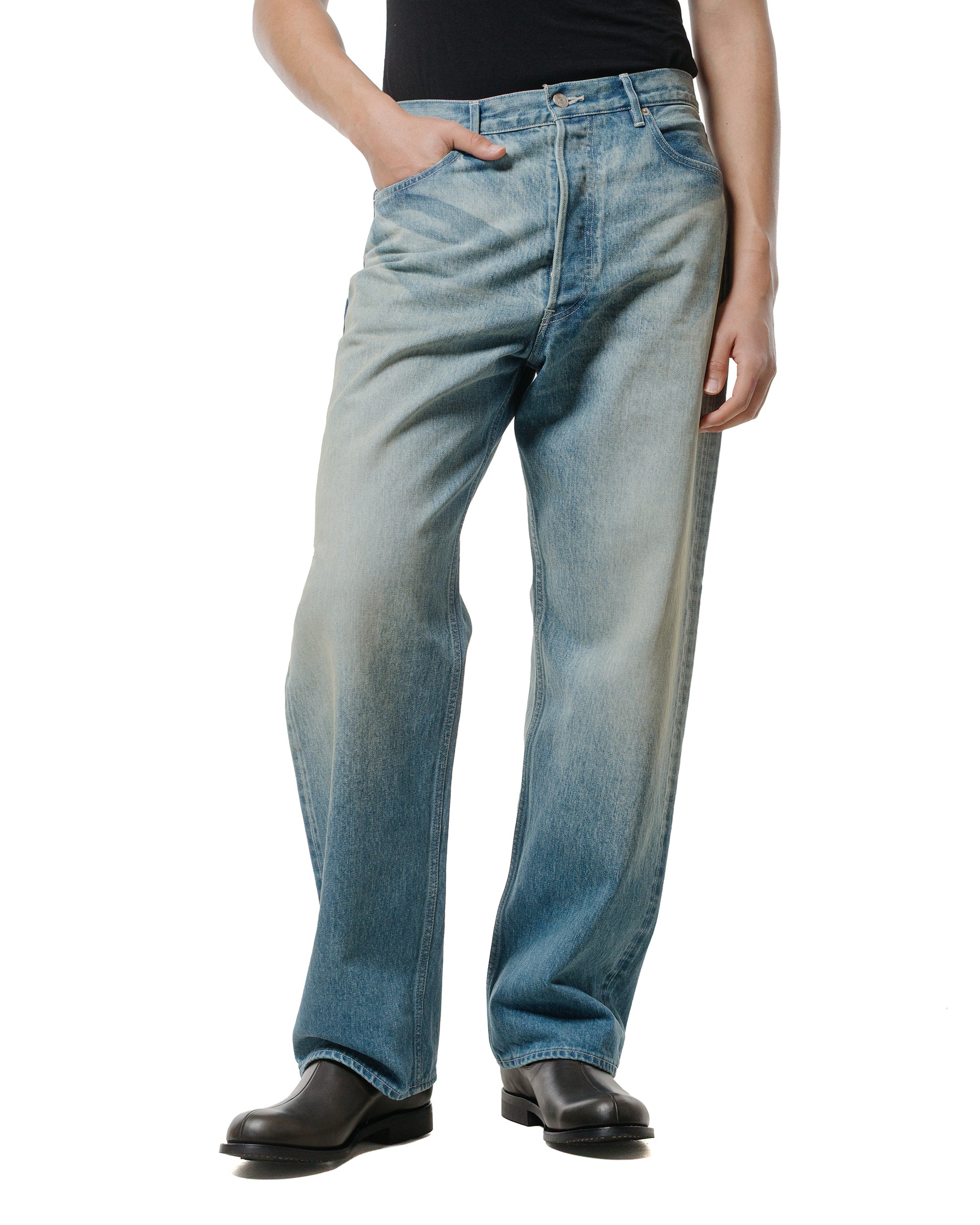 lost & found Auralee Auralee Selvedge Faded Heavy Denim Wide Pants Faded Indigo
