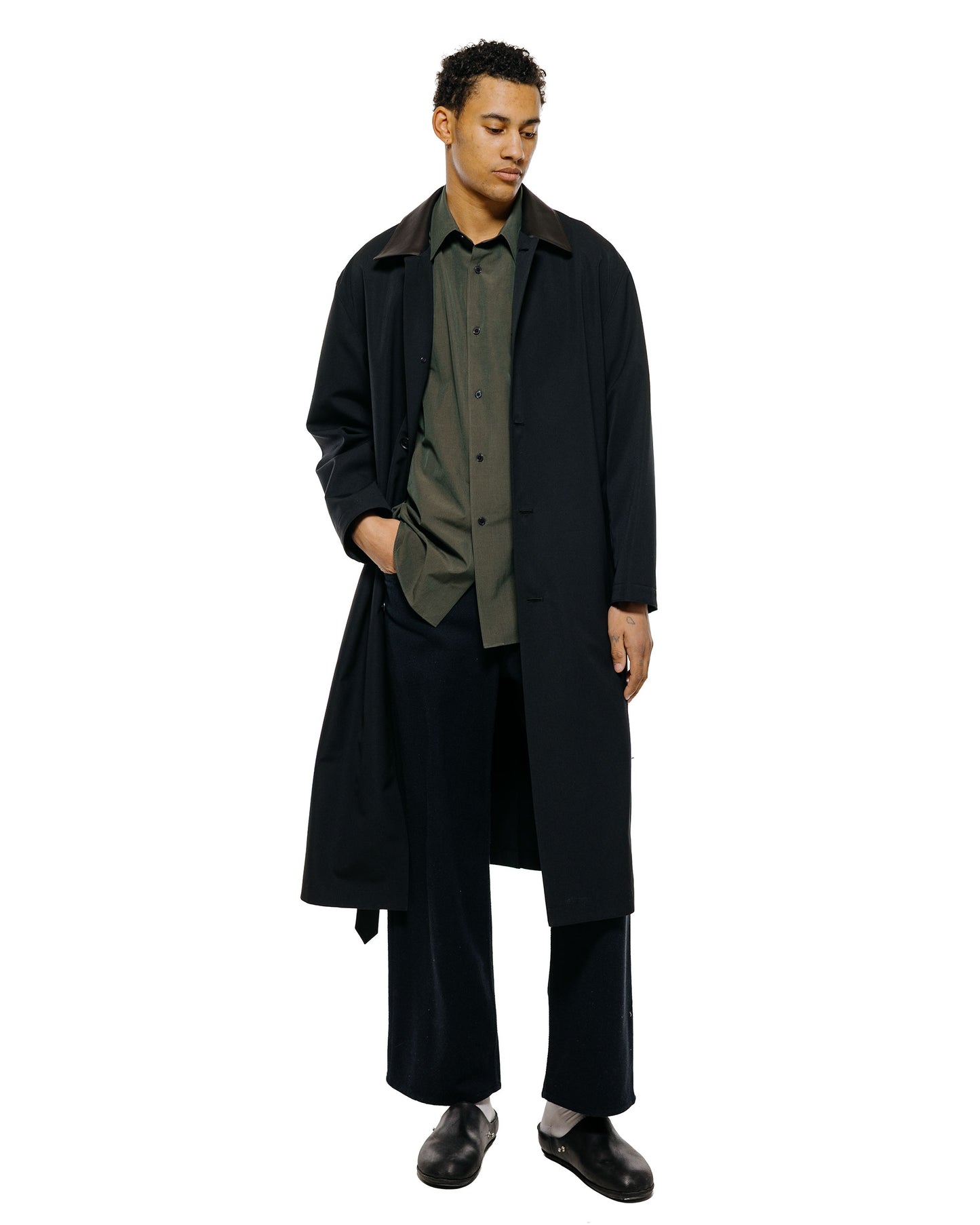 lost & found Auralee Auralee Silk Nep Denim 5P Wide Pants Black