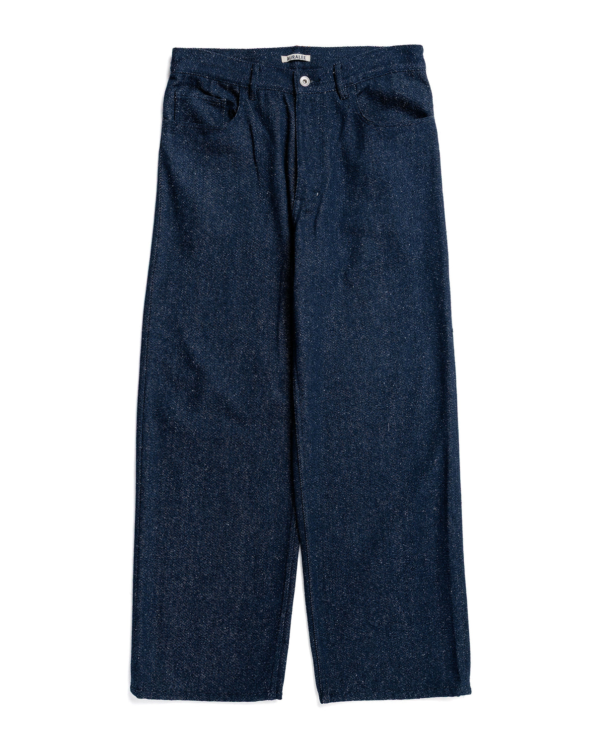 Auralee Silk Nep Denim 5P Wide Pants Dark Navy