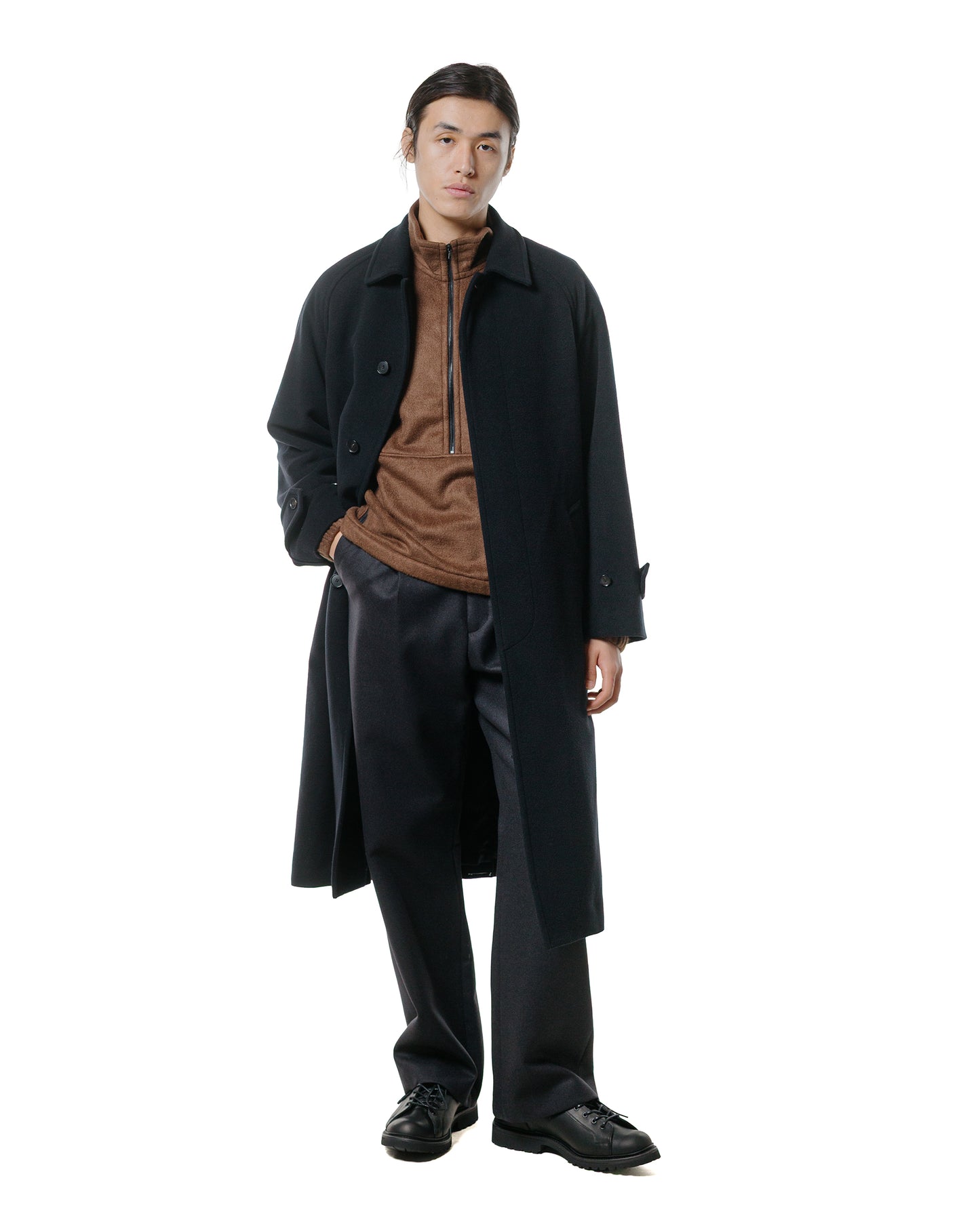 lost & found Auralee Auralee Super Fine Wool Mosser Soutien Collar Coat Black