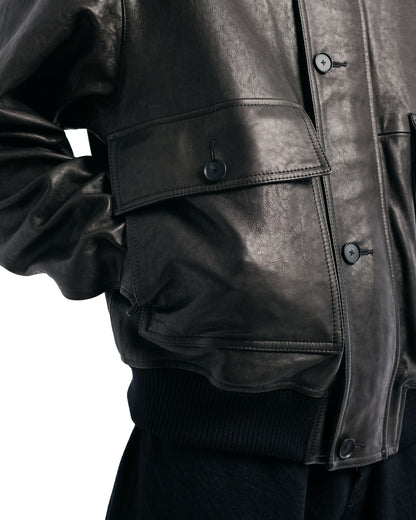 Auralee Textured Lamb Leather Blouson Black