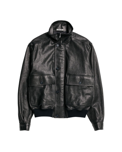 Auralee Textured Lamb Leather Blouson Black