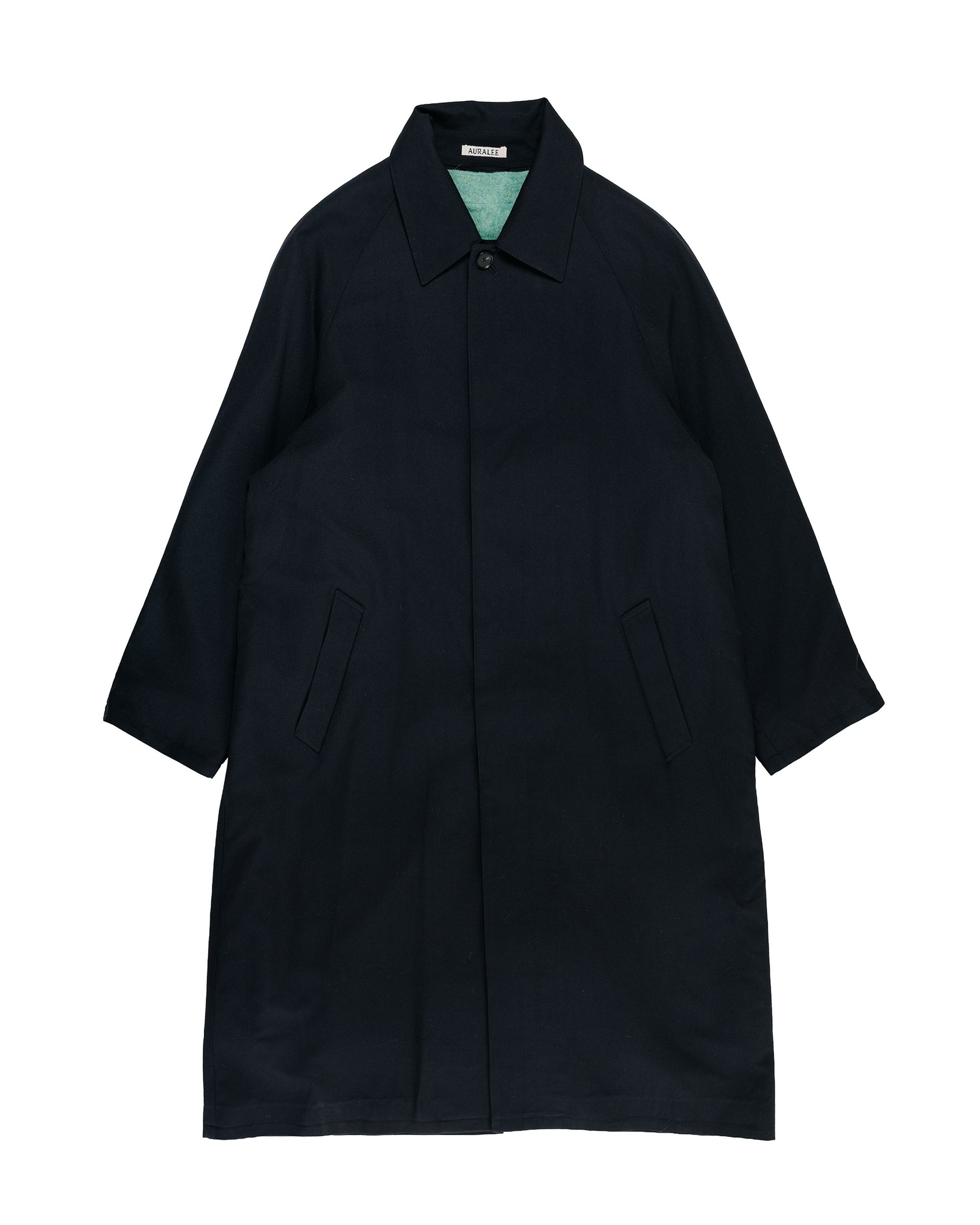 Auralee Ultra Fine Wool Twill Wool-Lined Coat Dark NavyMix Green