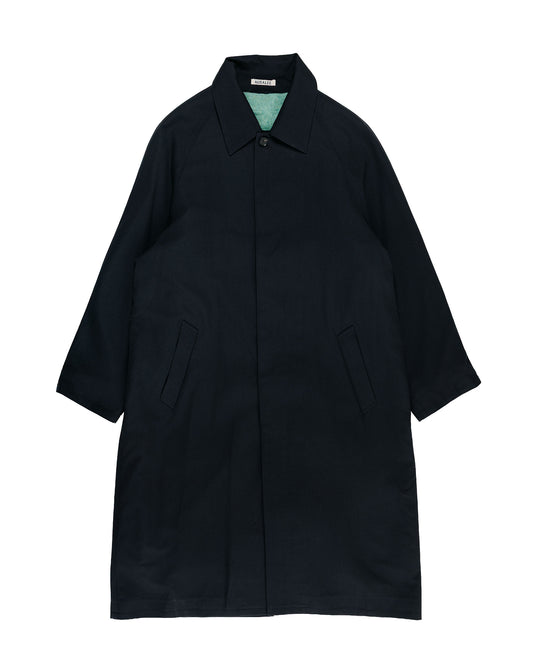 Auralee Ultra Fine Wool Twill Wool-Lined Coat Dark NavyMix Green