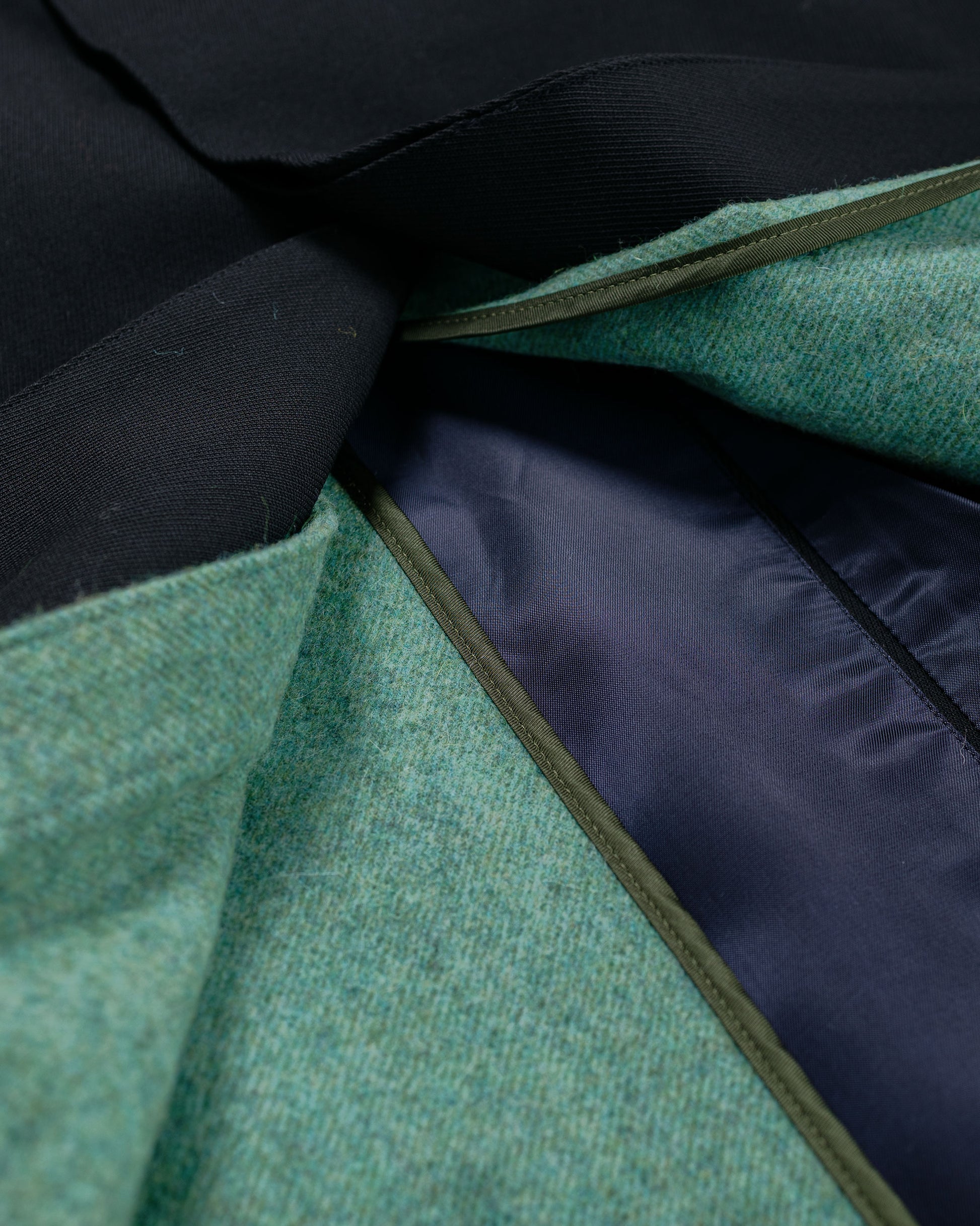 Auralee Ultra Fine Wool Twill Wool-Lined Coat Dark NavyMix Green