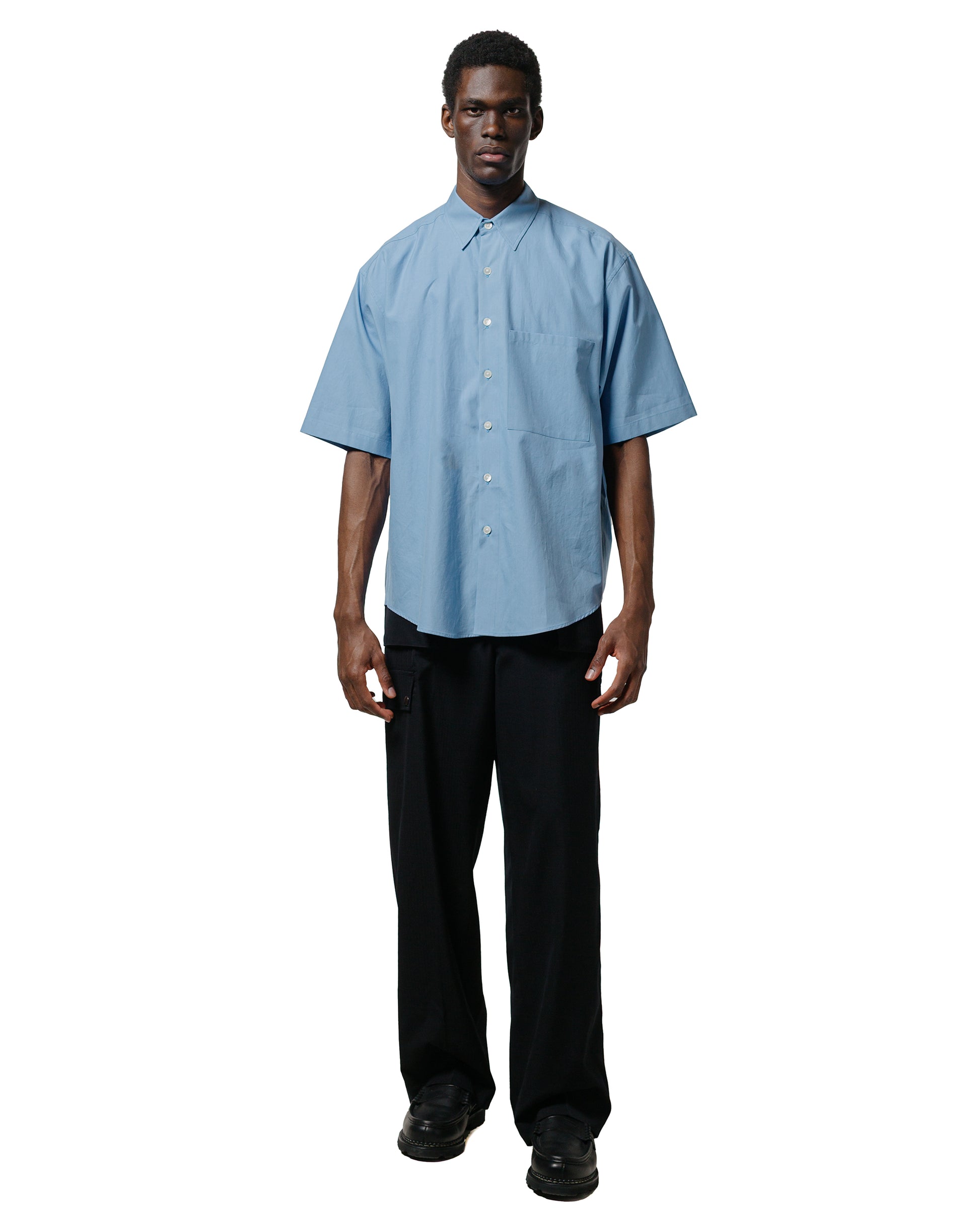 lost & found Auralee Auralee Washed Finx Twill Big Half Sleeved Shirt Sax Blue