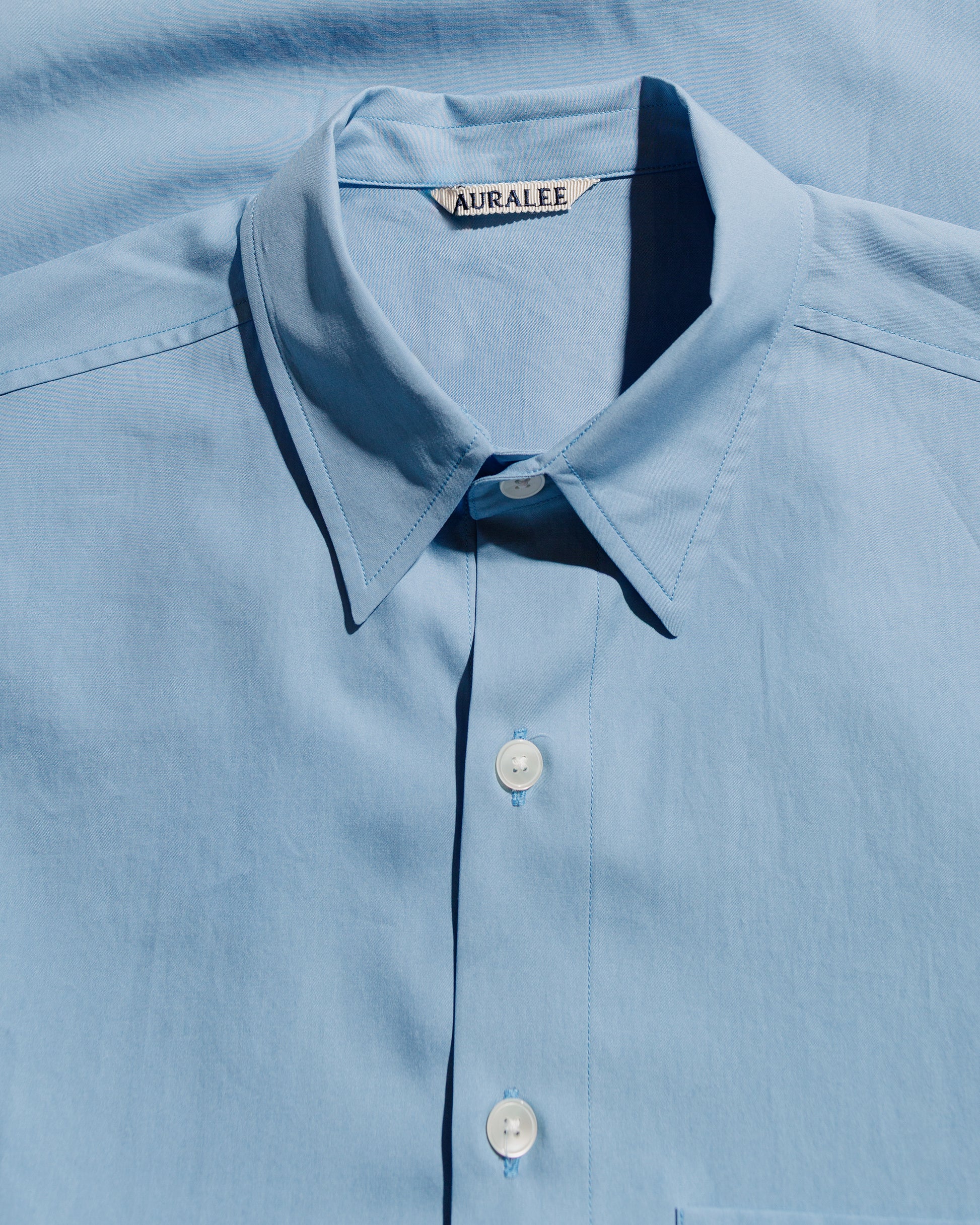 lost & found Auralee Auralee Washed Finx Twill Big Half Sleeved Shirt Sax Blue