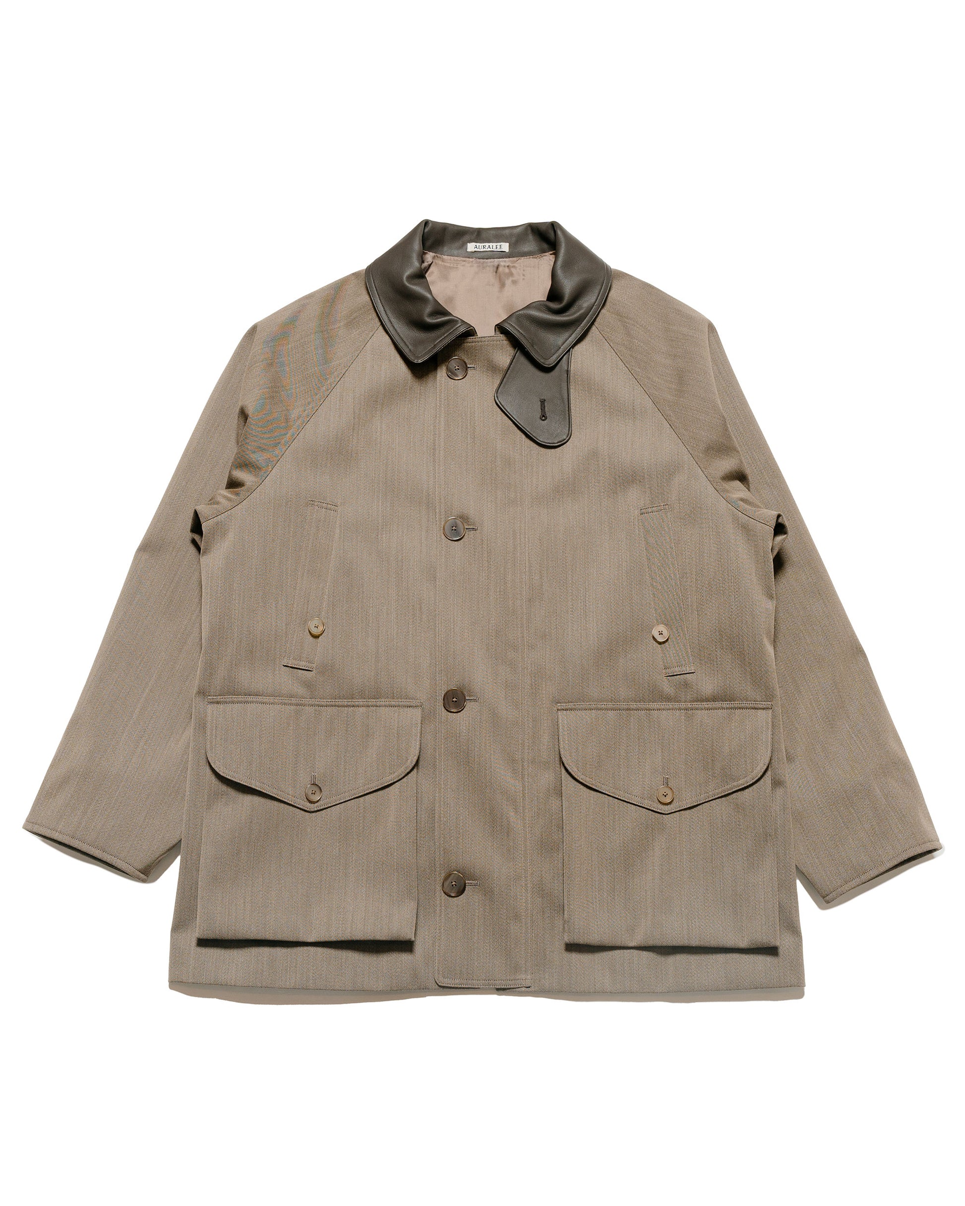 lost & found Auralee Auralee Wool Cavalry Twill Laminate Hunting Blouson Olive Brown