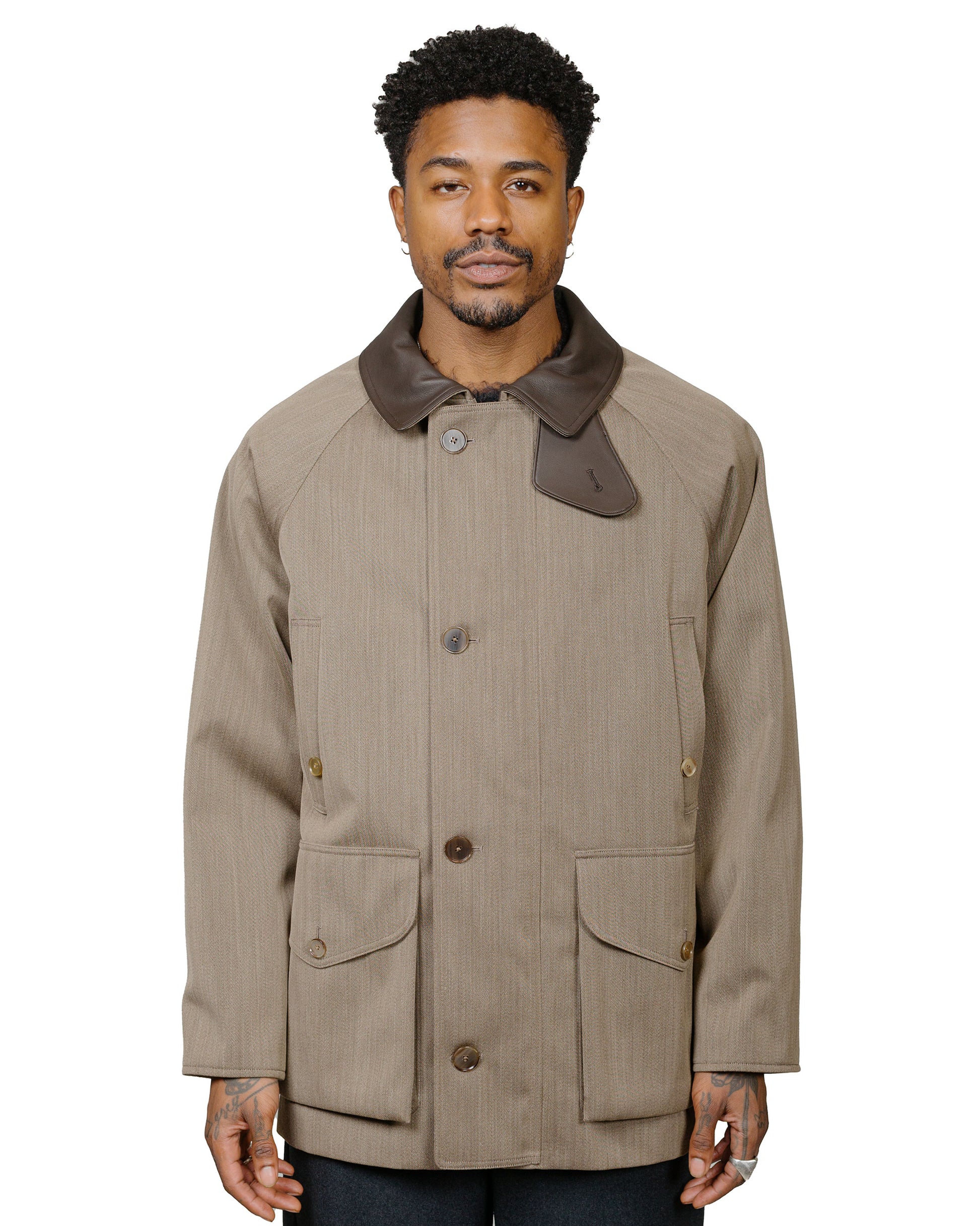 lost & found Auralee Auralee Wool Cavalry Twill Laminate Hunting Blouson Olive Brown