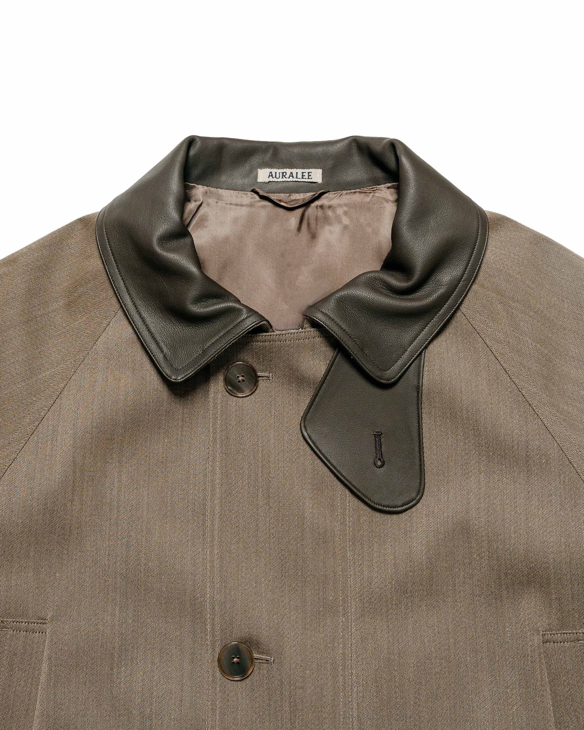 lost & found Auralee Auralee Wool Cavalry Twill Laminate Hunting Blouson Olive Brown