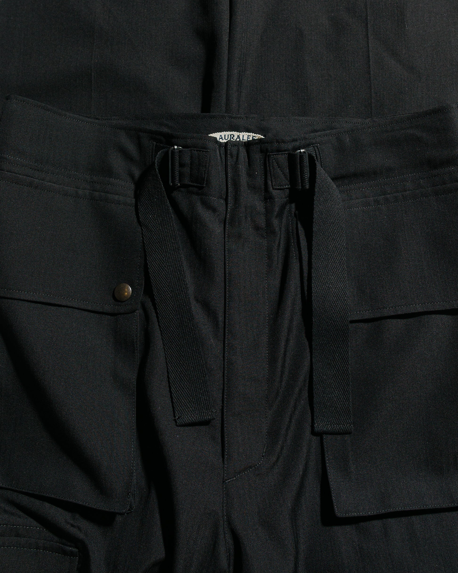 lost & found Auralee Auralee Wool Herringbone Cargo Pants Black