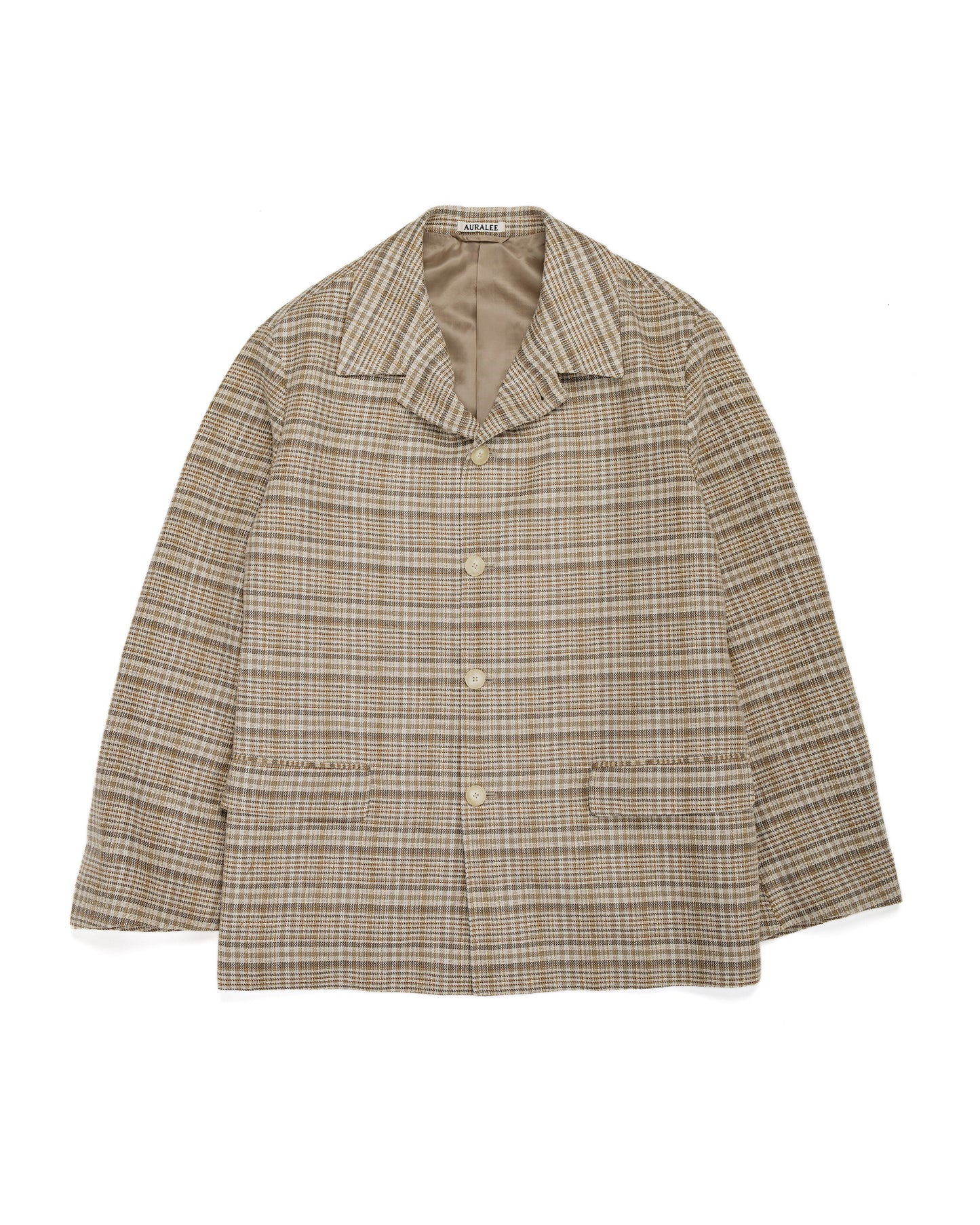 lost & found Auralee Auralee Linen Silk Linen Nep Check Jacket Ivory Beige Check