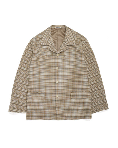 lost & found Auralee Auralee Linen Silk Linen Nep Check Jacket Ivory Beige Check