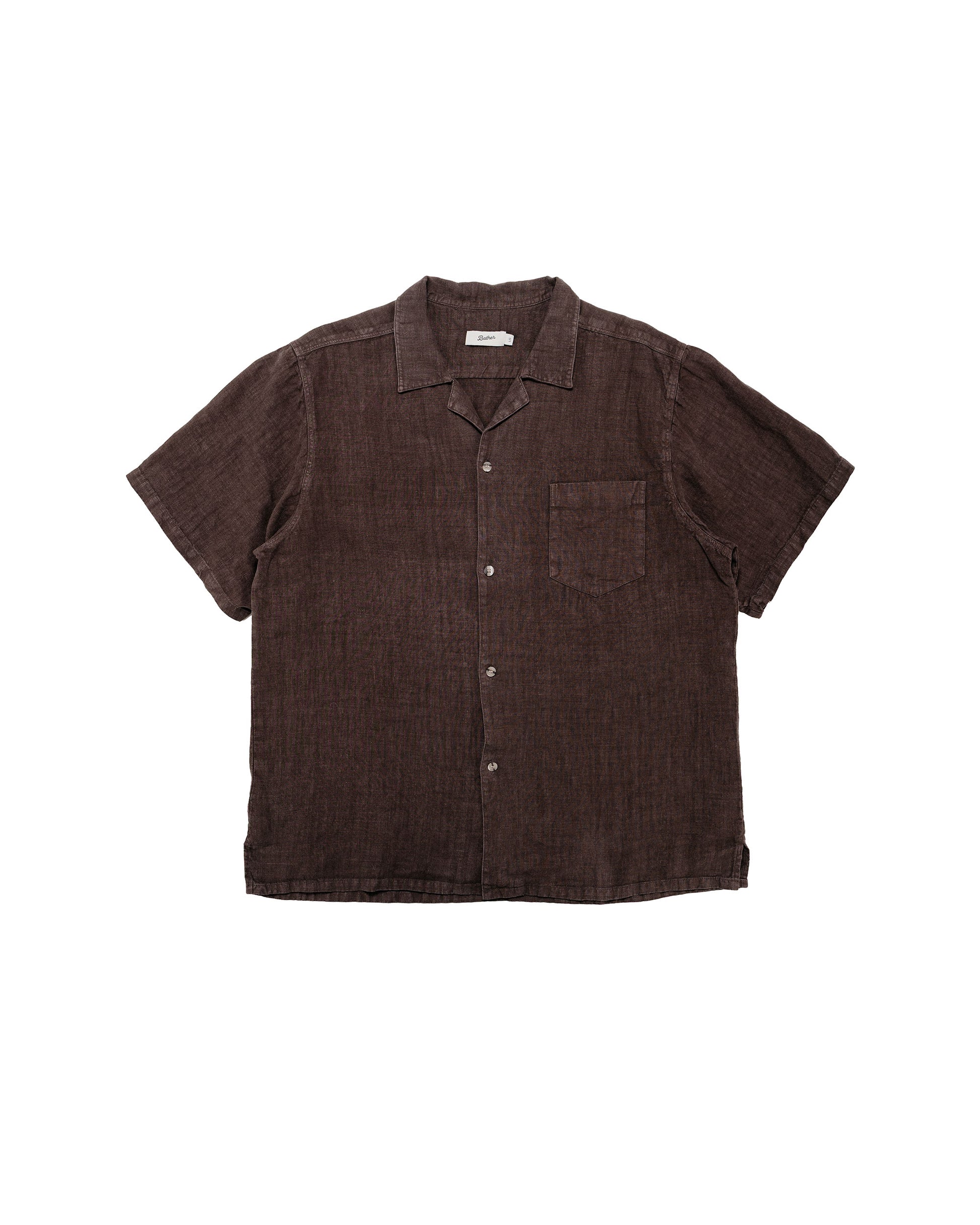 Bather Espresso Linen Camp Shirt