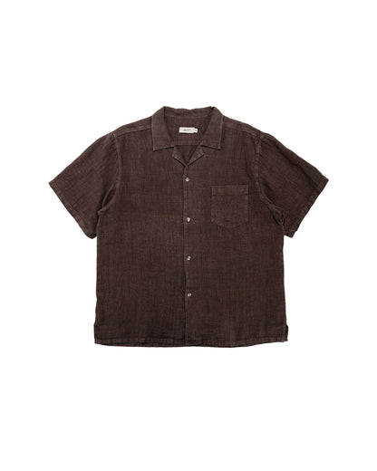 Bather Espresso Linen Camp Shirt