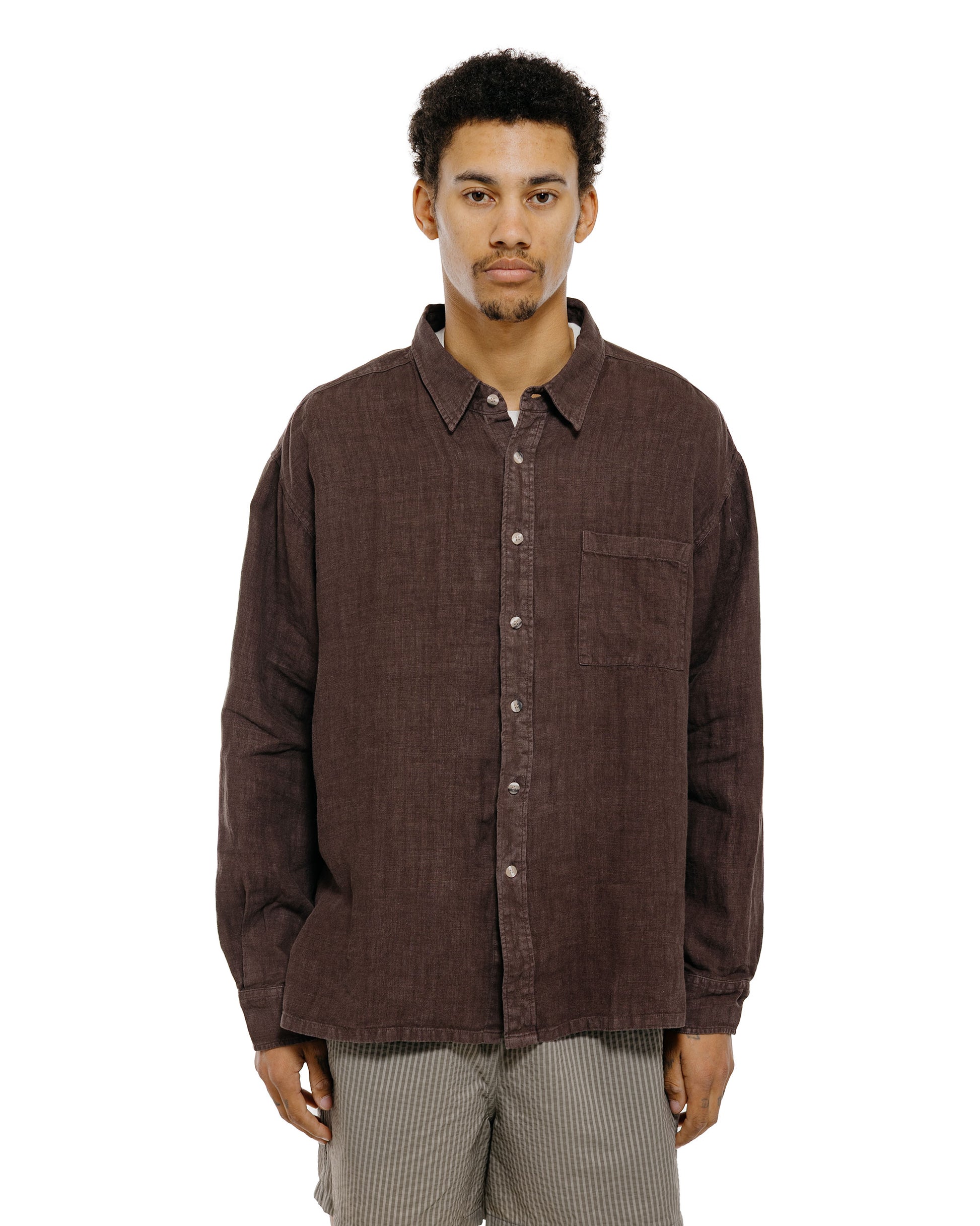 lost & found Bather Bather Espresso Linen Leisure Shirt