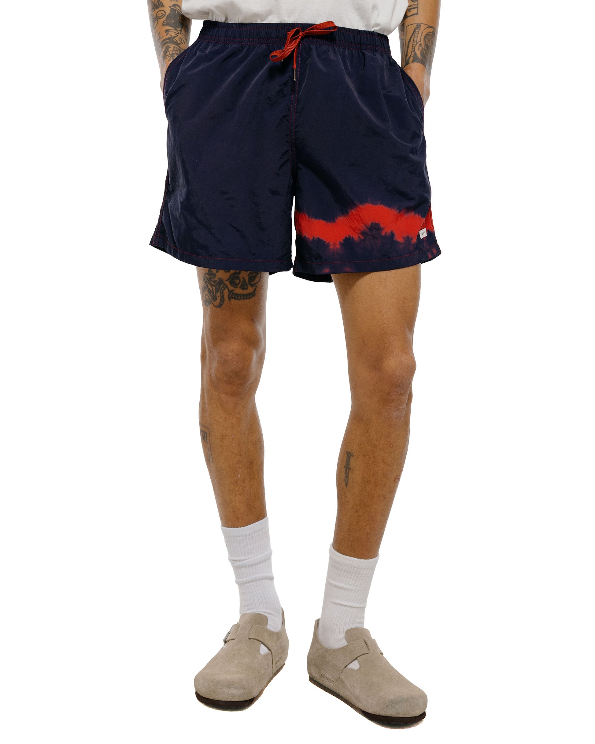 Bather Over Dyed Indigo Red Swim Trunk