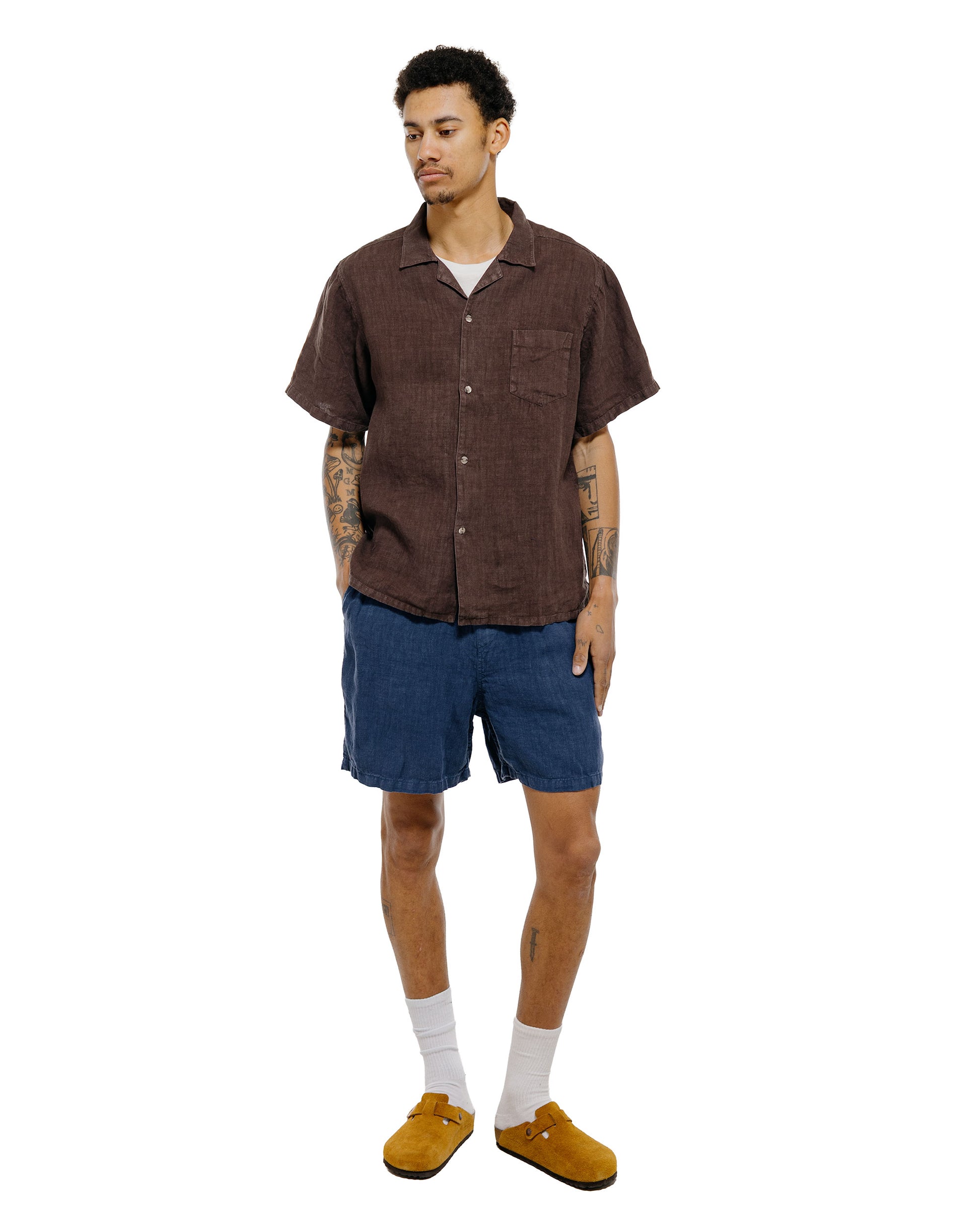 Bather Espresso Linen Camp Shirt