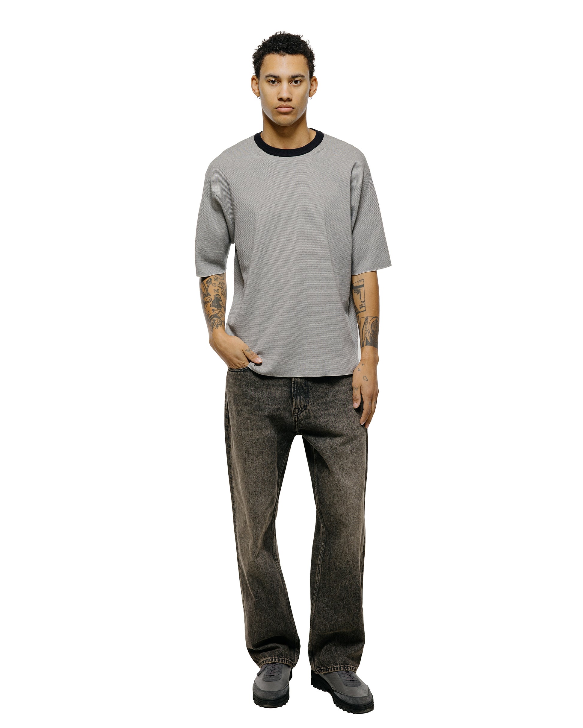 lost & found Batoner Batoner 32G Smooth Knit T-Shirt Ivory/Black