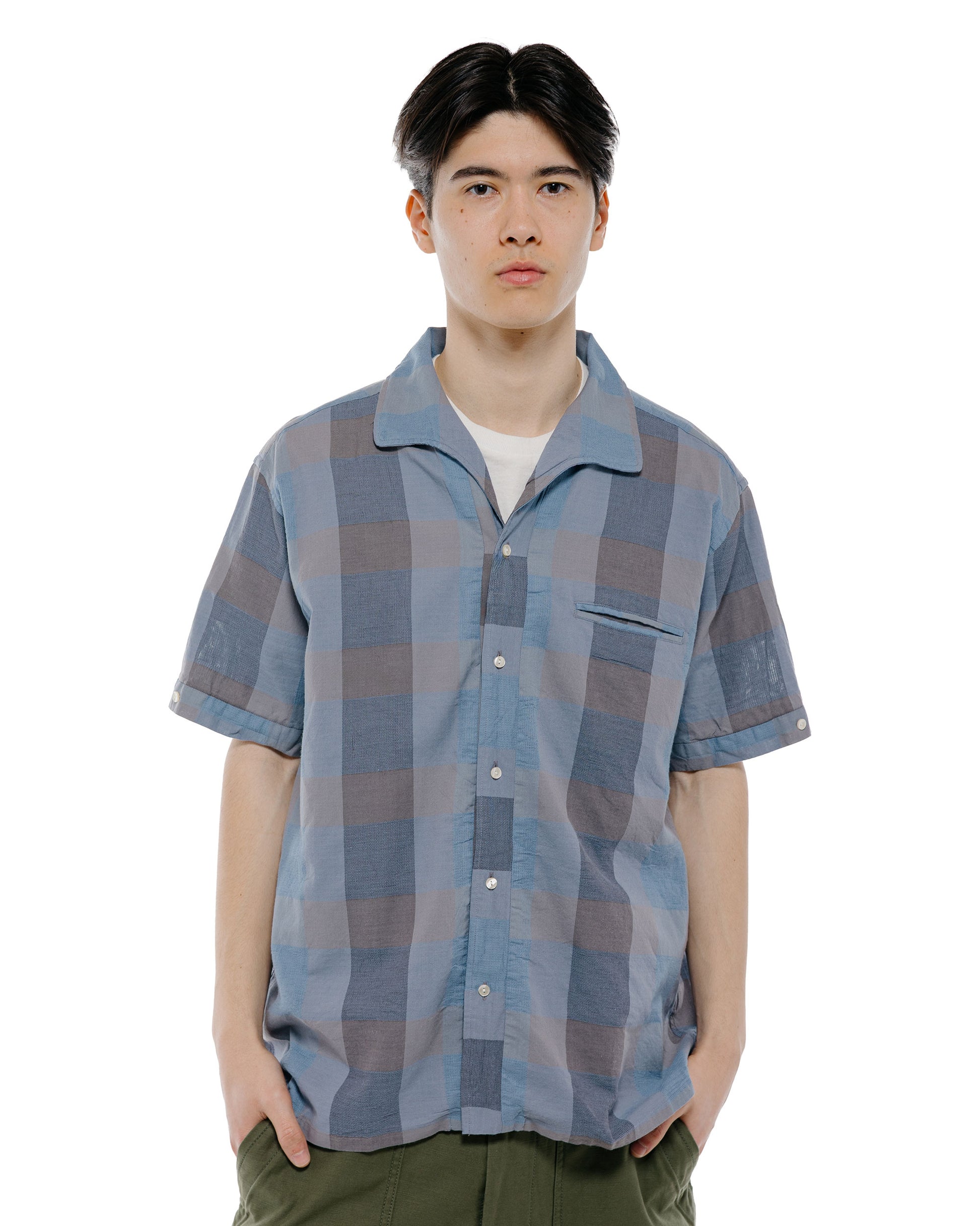 lost & found Beams Plus Beams Plus Italian Collar Indigo Panama Weave Plaid