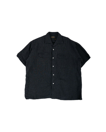 lost & found Beams Plus Beams Plus Open Collar 1/40 Linen Charcoal