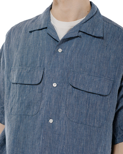 lost & found Beams Plus Beams Plus Open Collar Indigo Linen Stripe