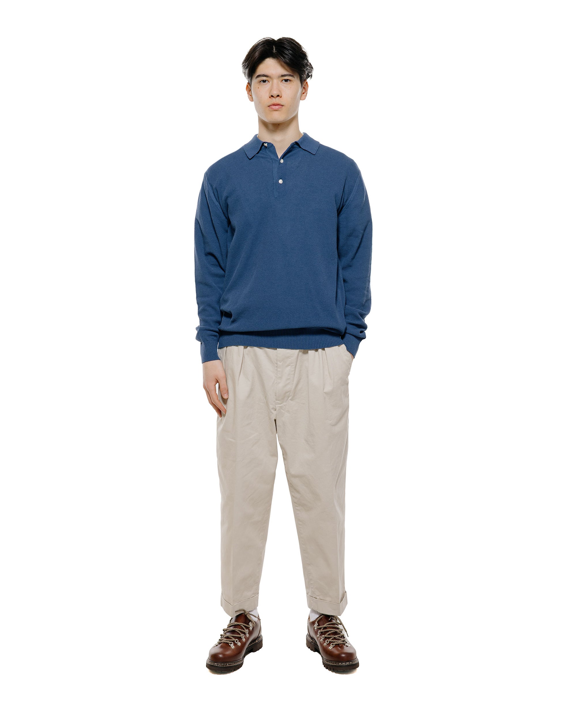 lost & found Beams Plus Beams Plus Pique Polo 14G L/S Navy
