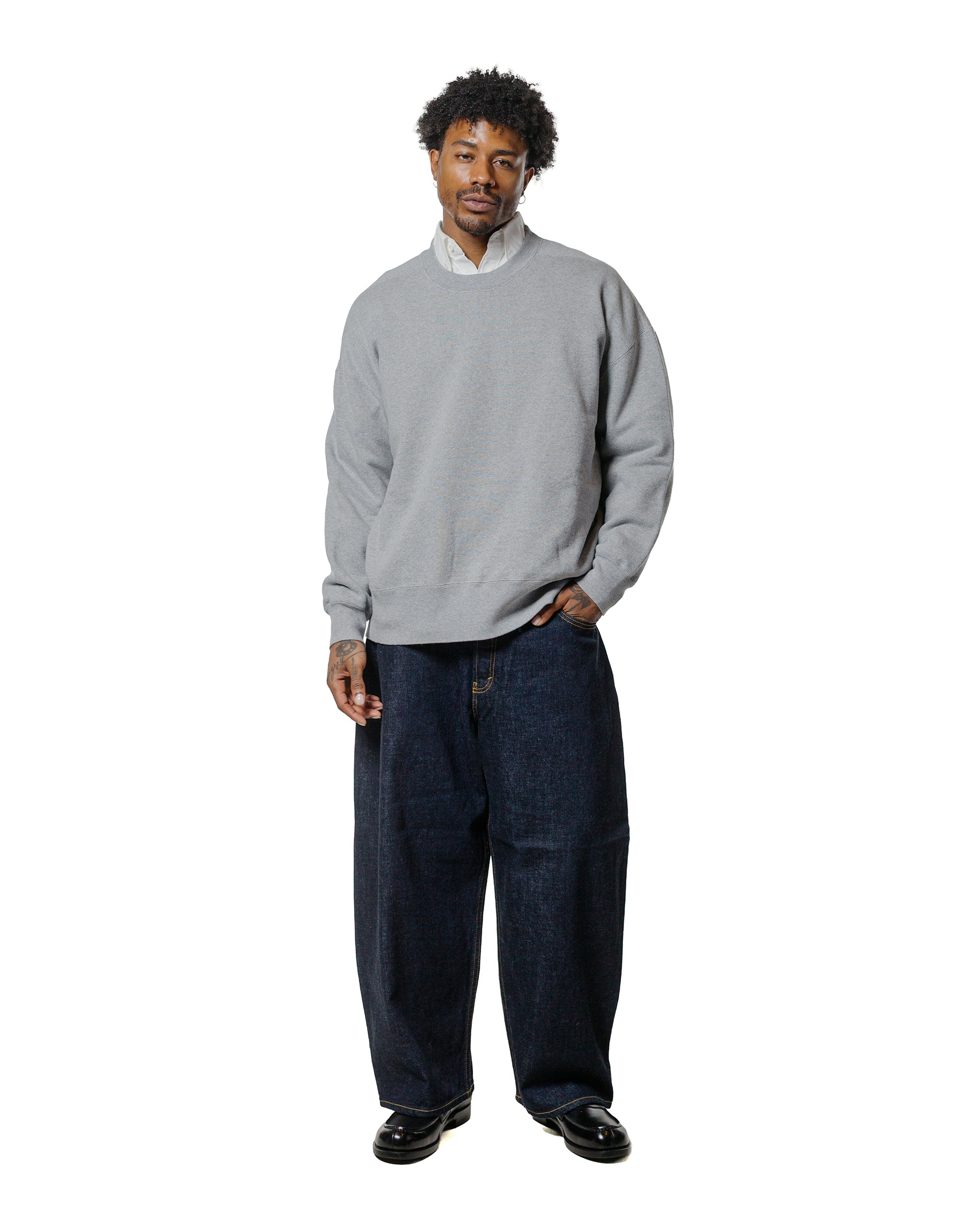 Beams Plus Studio Nicholson Holly Jersey Crewneck Sweat Grey Marl