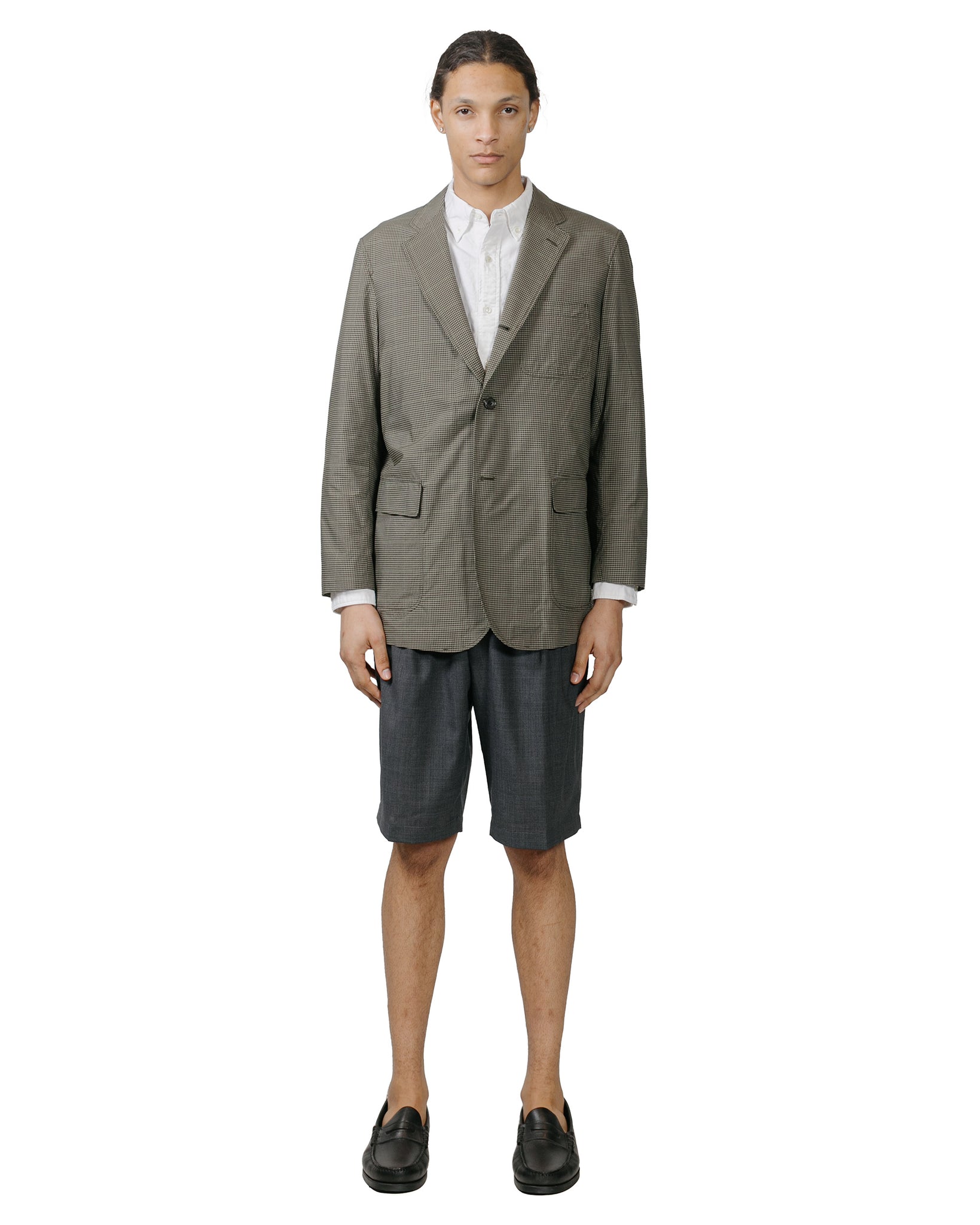 Beams Plus 2Pleats Shorts Wool Tropical Charcoal Grey model full