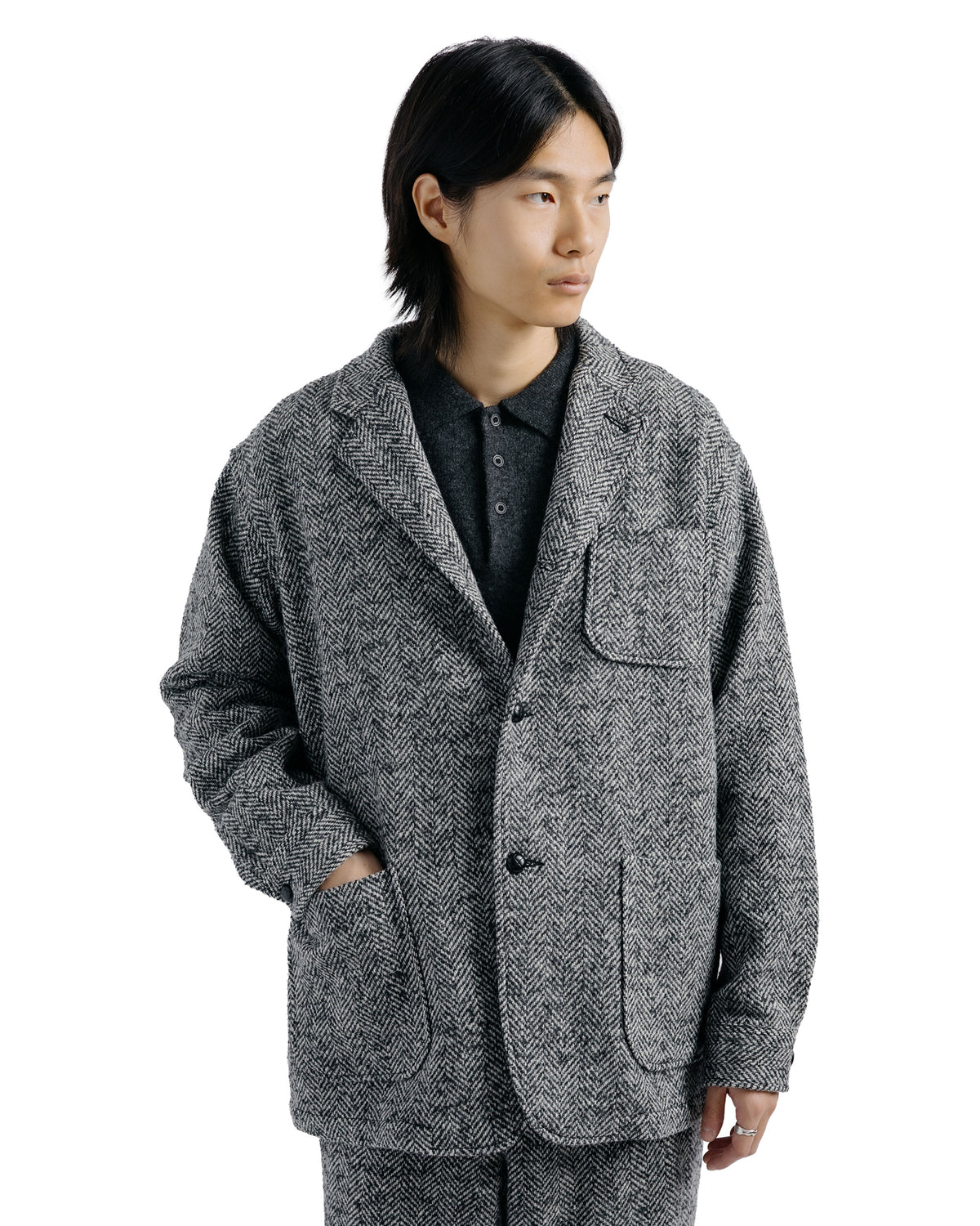 lost & found Beams Plus Beams Plus 4B Cuffs Jacket Herringbone Black