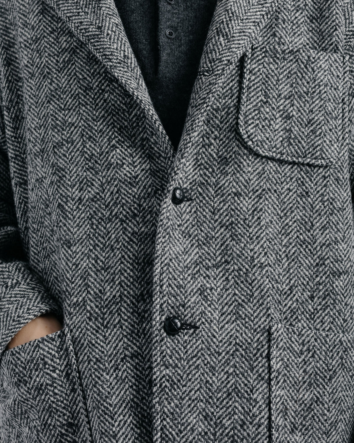lost & found Beams Plus Beams Plus 4B Cuffs Jacket Herringbone Black
