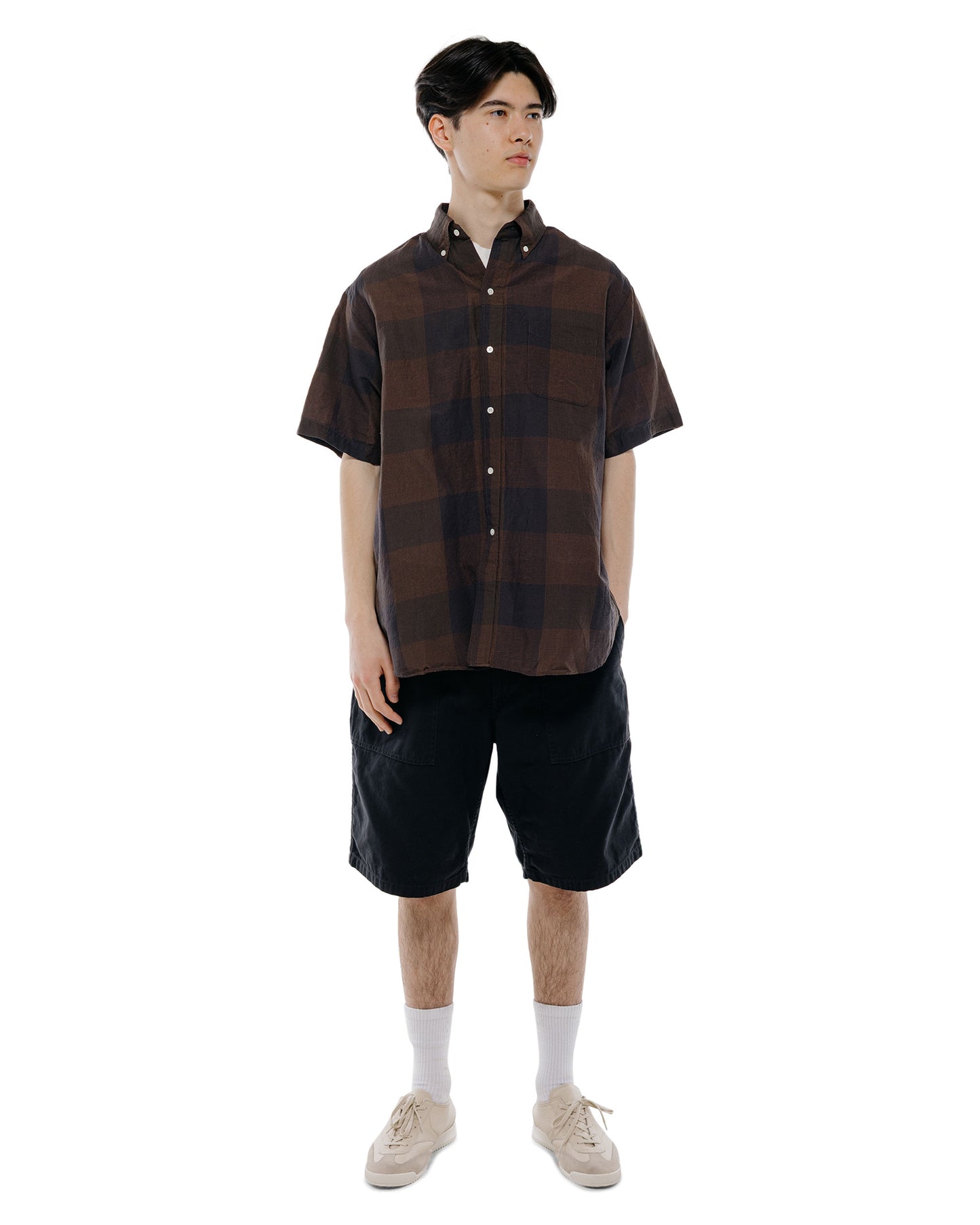 lost & found Beams Plus Beams Plus B.D. Classic Fit Cotton Linen Cord Check Black/Brown