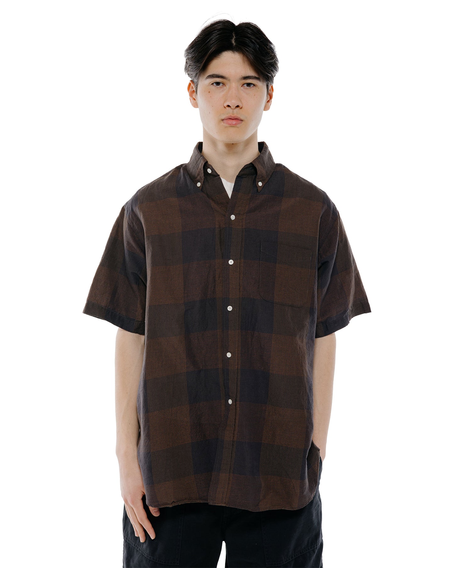 lost & found Beams Plus Beams Plus B.D. Classic Fit Cotton Linen Cord Check Black/Brown