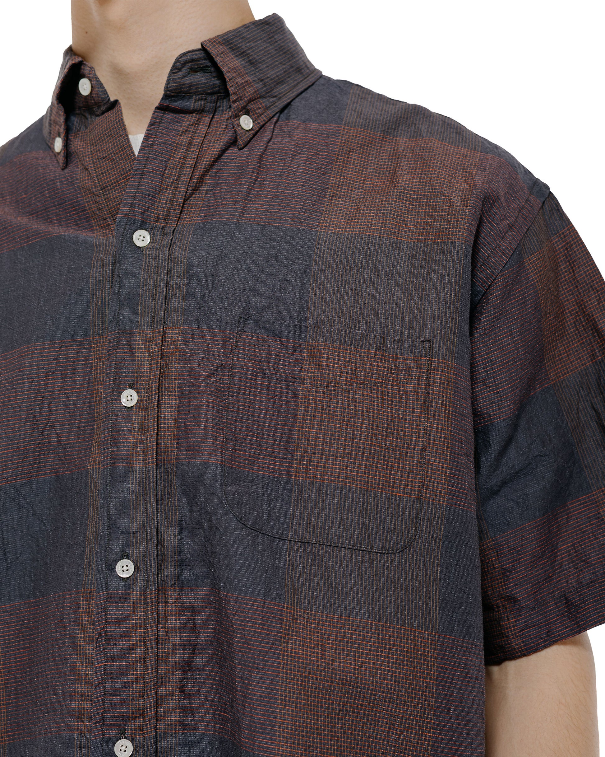 lost & found Beams Plus Beams Plus B.D. Classic Fit Cotton Linen Cord Check Navy/Pink