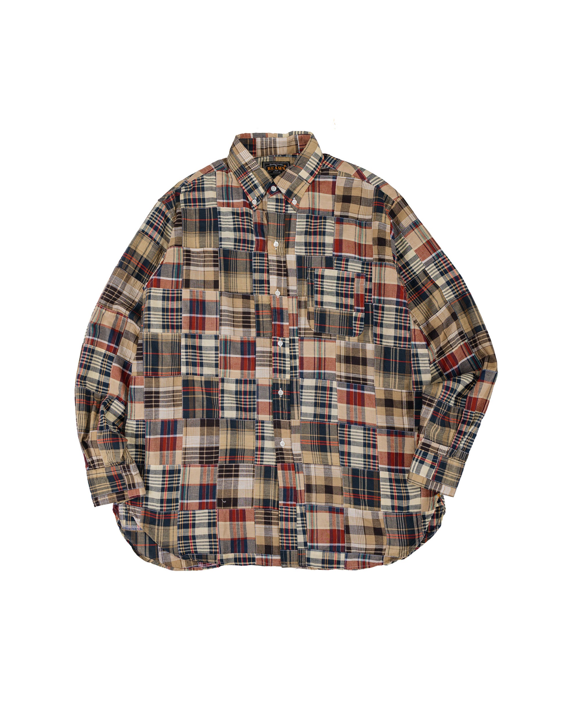 lost & found Beams Plus Beams Plus B.D. Classic Fit Patchwork Madras Brown