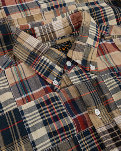 lost & found Beams Plus Beams Plus B.D. Classic Fit Patchwork Madras Brown