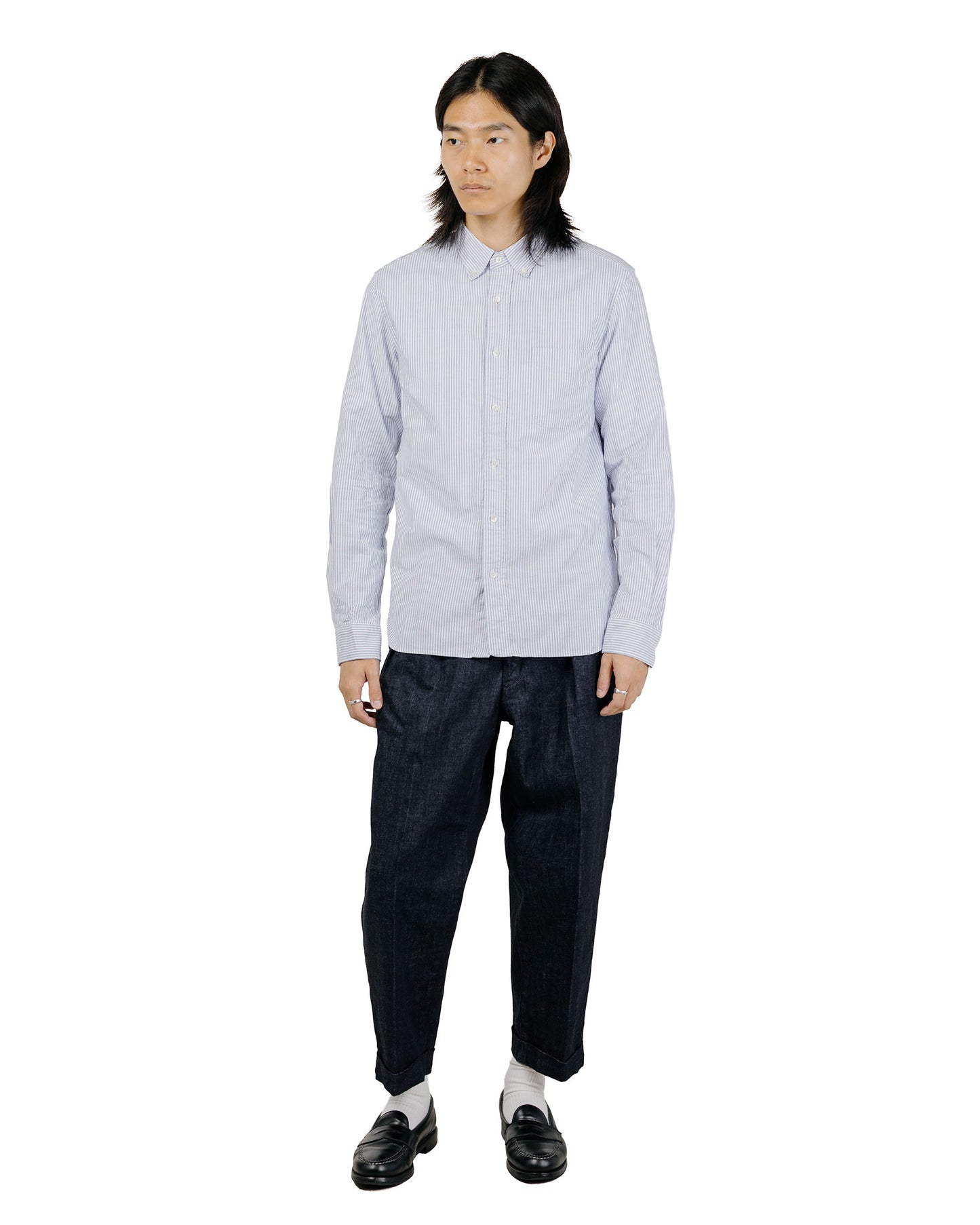 lost & found Beams Plus Beams Plus B.D. Oxford Candy Stripe Blue