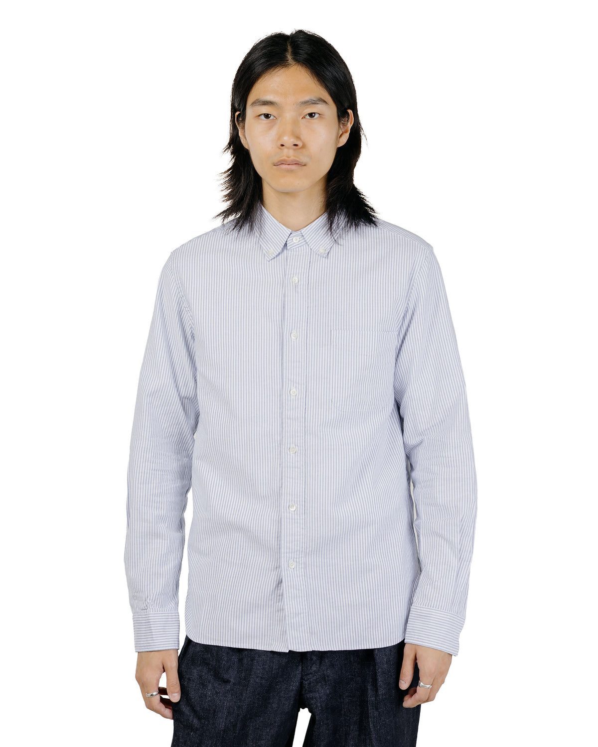 lost & found Beams Plus Beams Plus B.D. Oxford Candy Stripe Blue