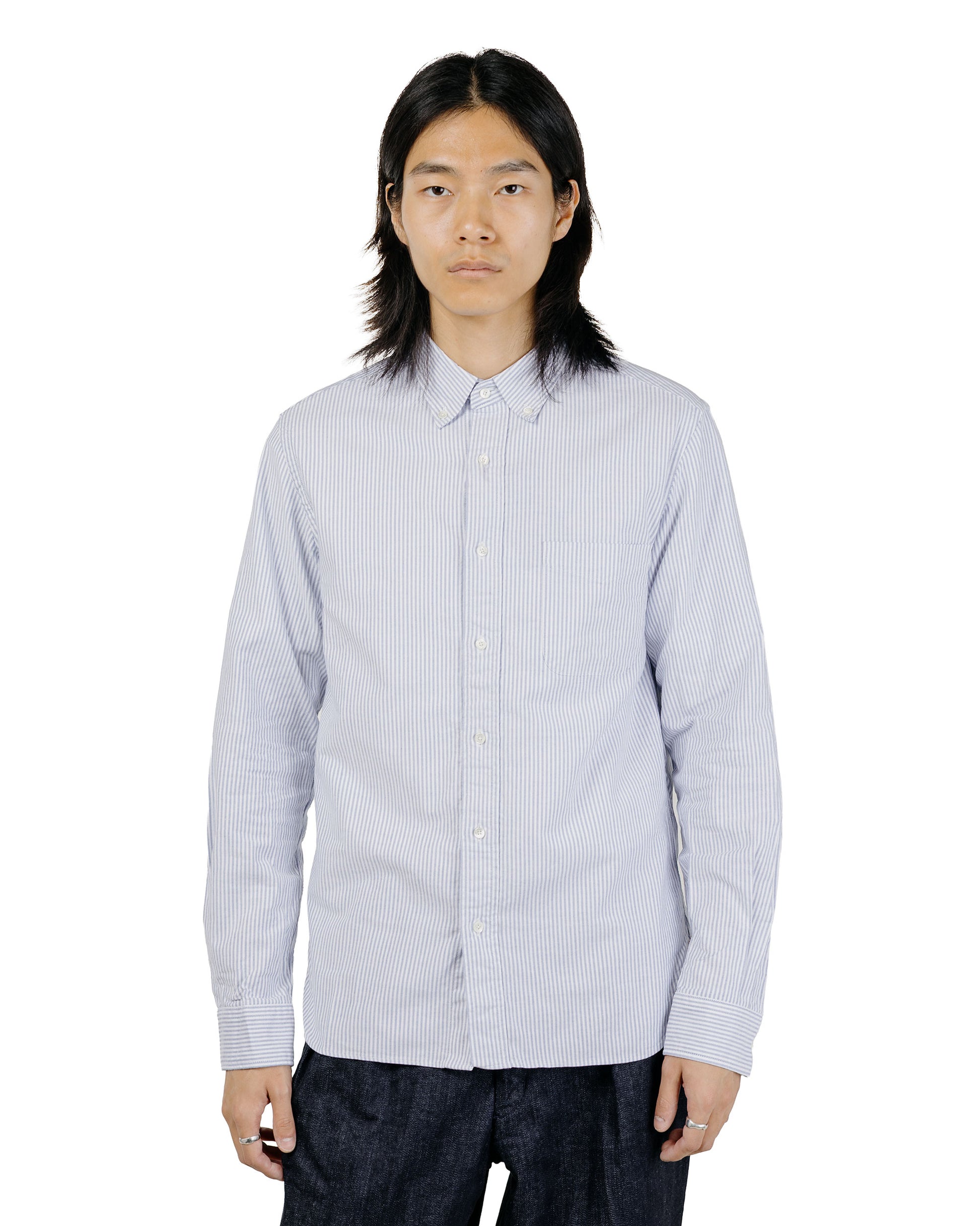 lost & found Beams Plus Beams Plus B.D. Oxford Candy Stripe Blue