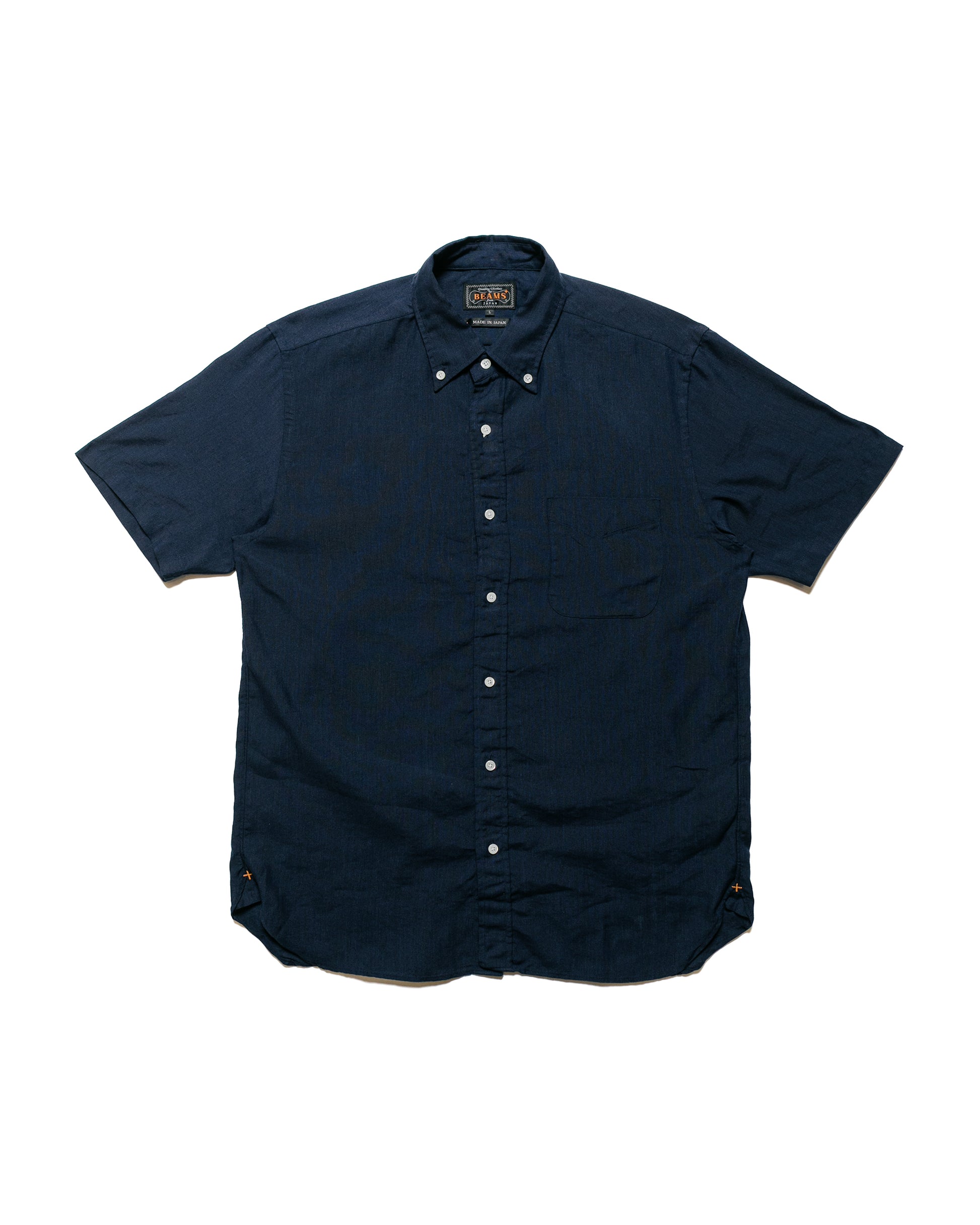 lost & found Beams Plus Beams Plus B.D. Short Sleeve COOLMAX® Linen Navy