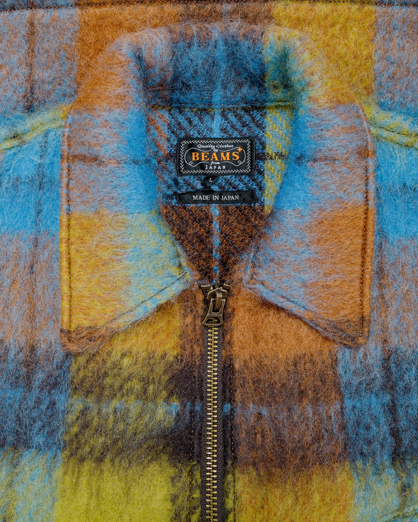 Beams Plus Brushed Mohair Plaid Sports Jacket BrownMulti