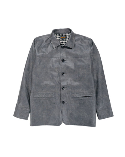 Beams Plus Car Coat Aged Fake Leather Black