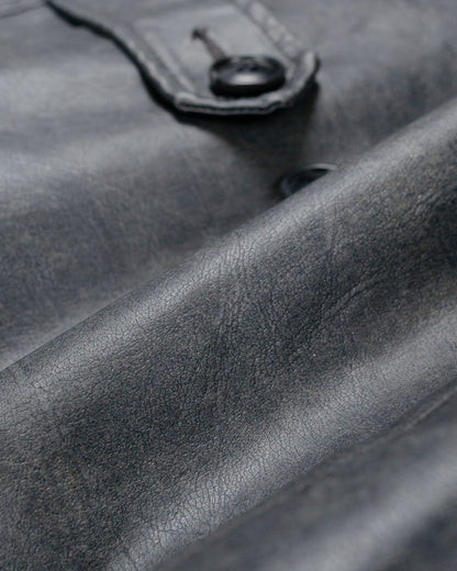 Beams Plus Car Coat Aged Fake Leather Black
