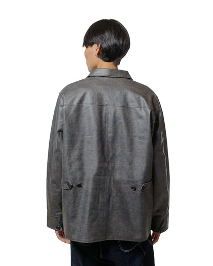 Beams Plus Car Coat Aged Fake Leather Black