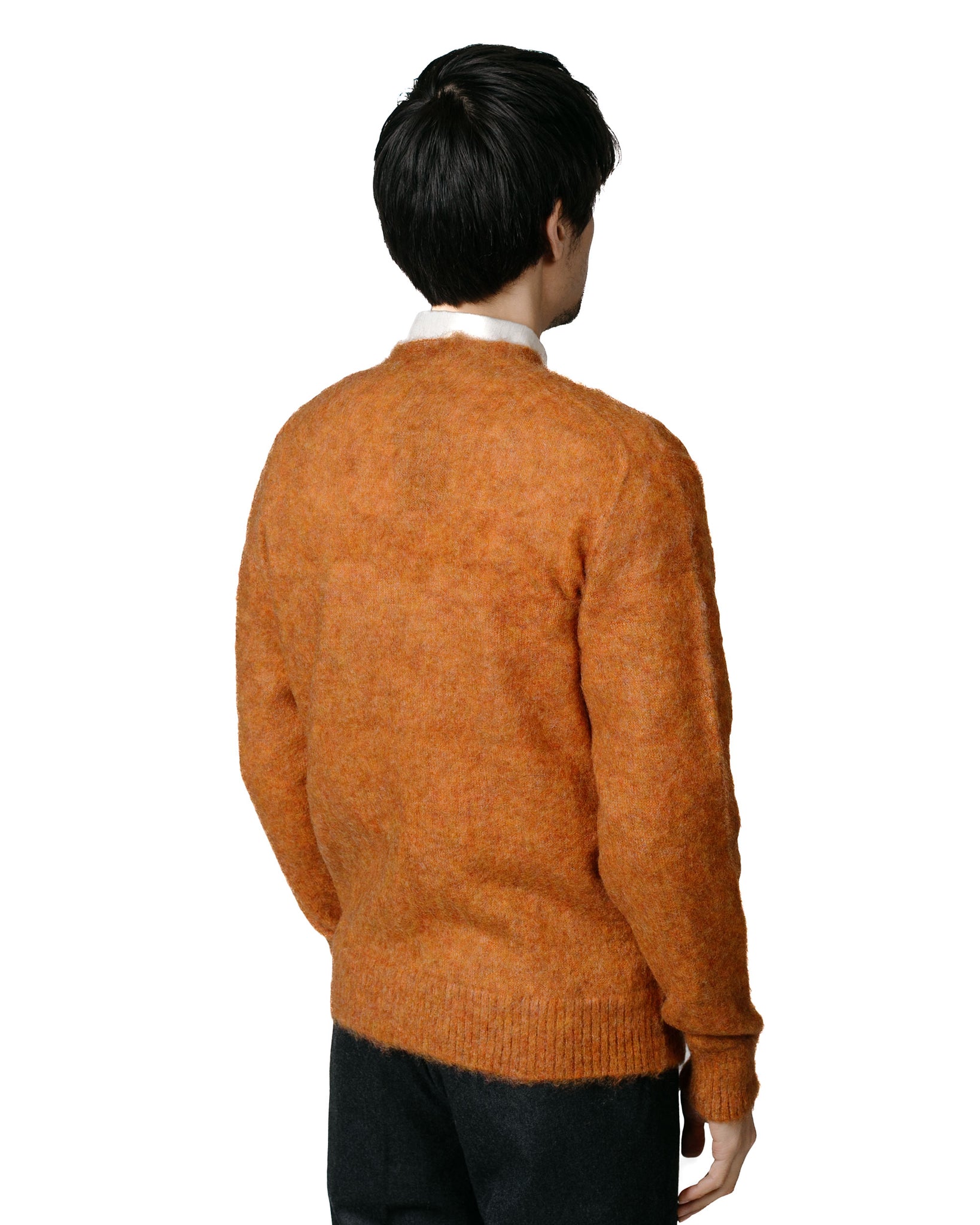 Beams Plus Cardigan Stretch Mohair Orange model back