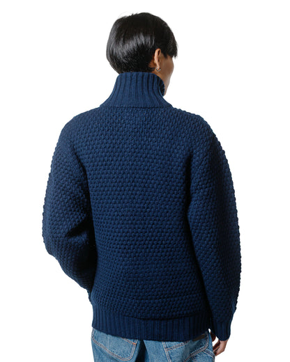 Beams Plus Full Zip Popcorn Pattern Navy