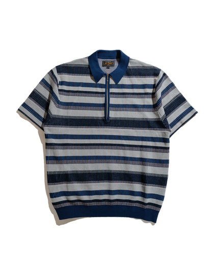 Beams Plus Half Zip Knit Polo Navy