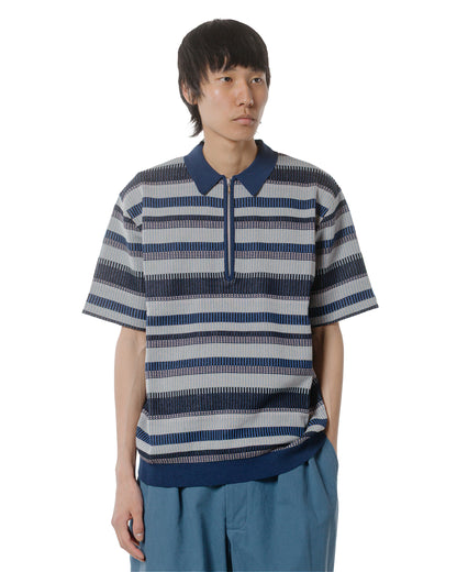 Beams Plus Half Zip Knit Polo Navy