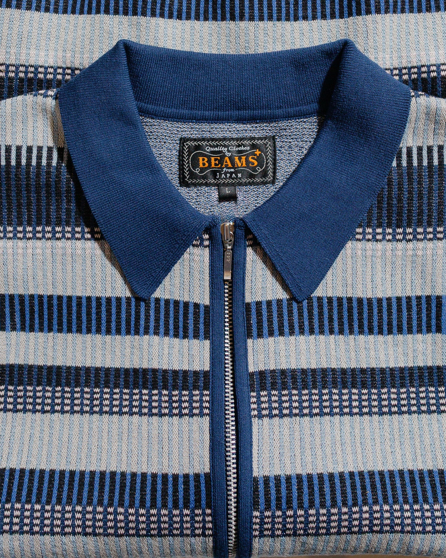 Beams Plus Half Zip Knit Polo Navy