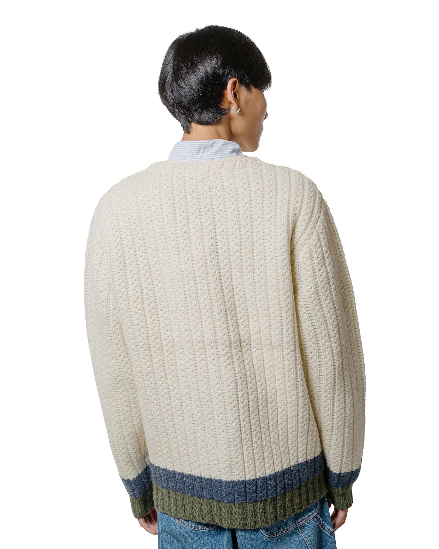 lost & found Beams Plus Beams Plus Hem Line Cardigan White